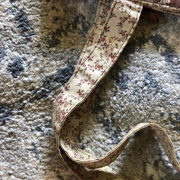 Longaberger Burgundy/Brown/Cream Floral Print PurseTote - Picture 5 of 9